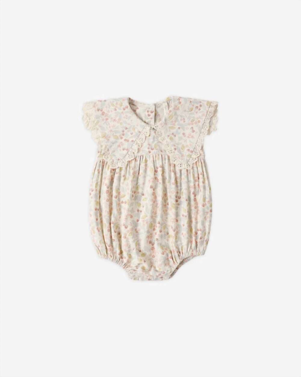 NEW RYLEE + CRU girl's porter romper in summer garden/ ivory